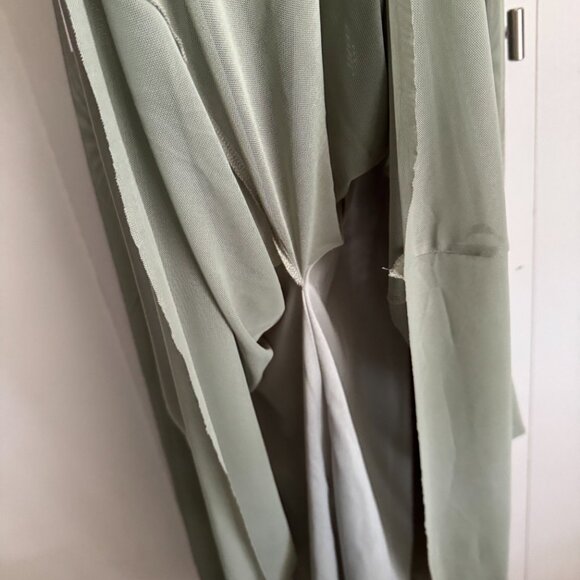 NWT Little Mistress Plus Size Bridesmaids Bardot Mesh Midi Dress - Sage Green - Picture 5 of 8